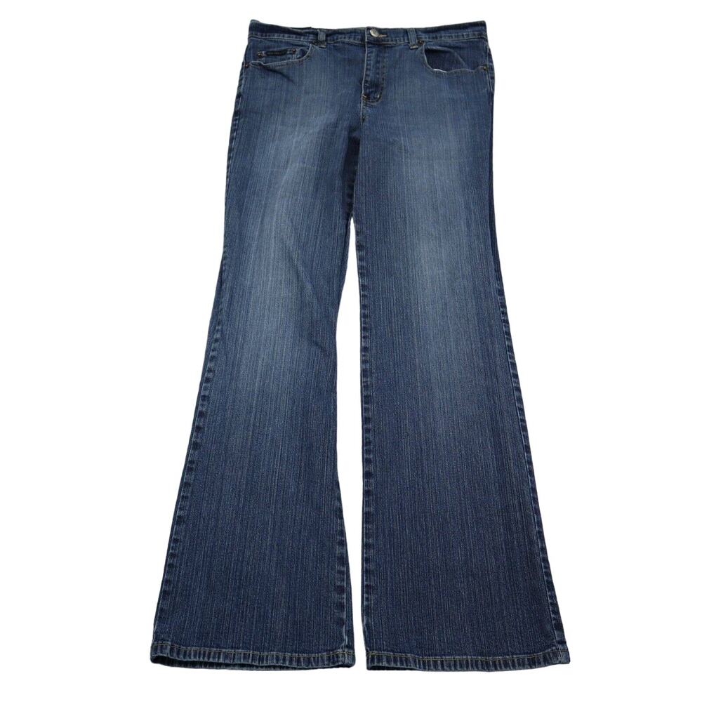 New York Company Jeans Womens 10 Blue Bootcut Mid Rise Button Pocket Denim Pants